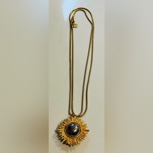 Vintage Anne Klein Gold/Silver Tone Starburst Pendant Necklace. Snake Chain